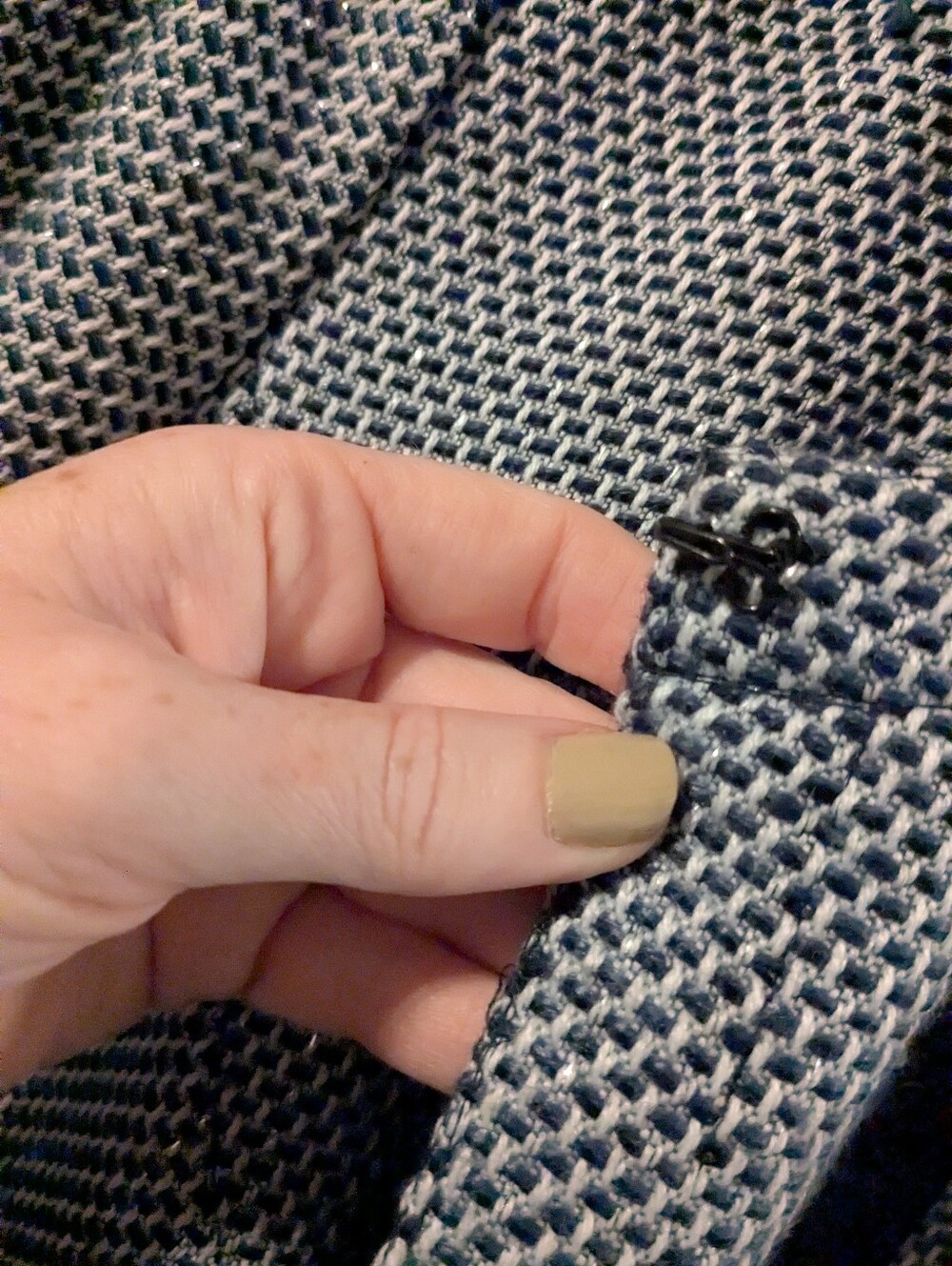 Maggie Barnes Light Blue & Navy Open-Front Textured Jacket - Picture 5 of 6